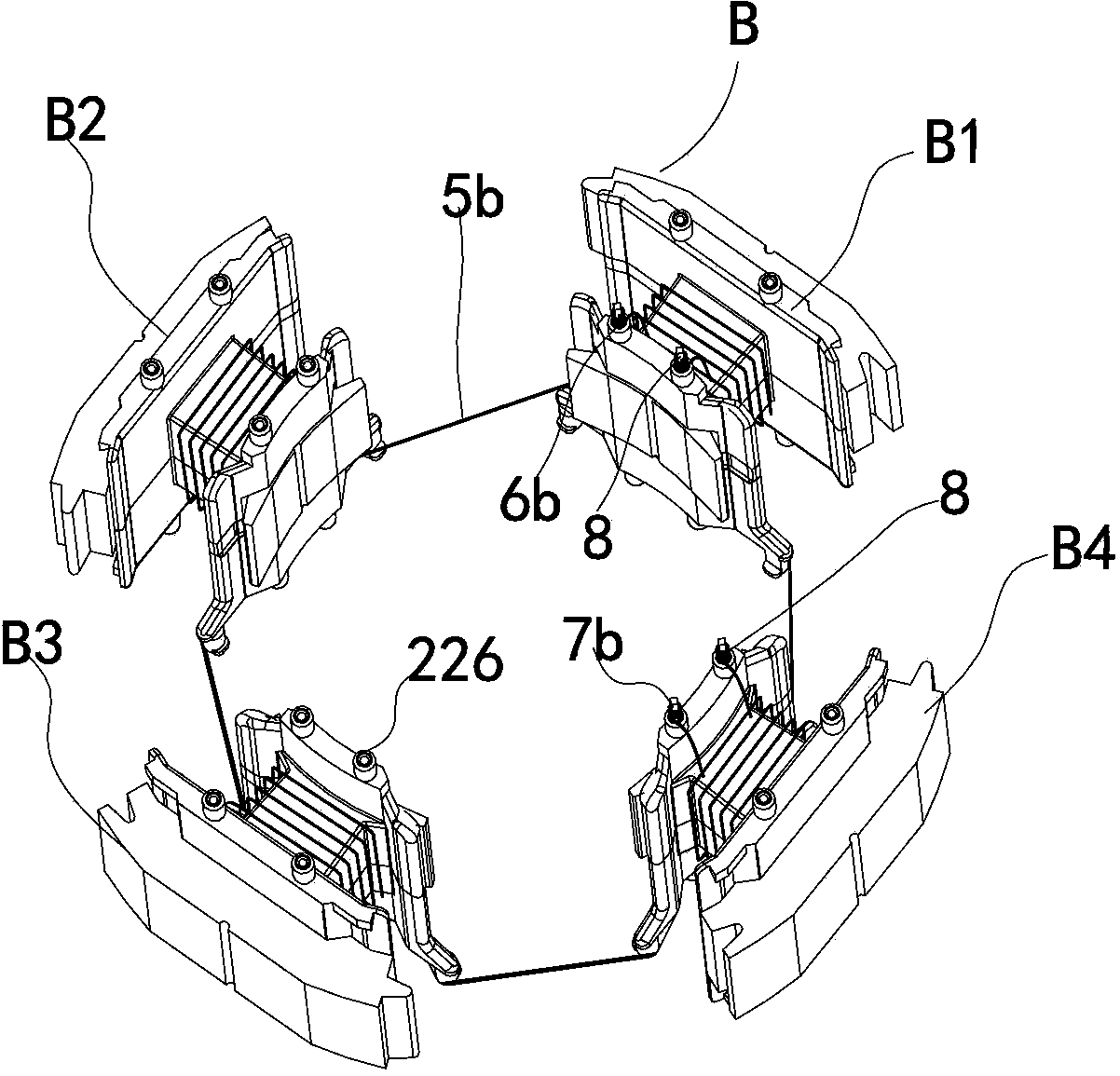 Block stator assembly and manufacturing method of block stator assembly