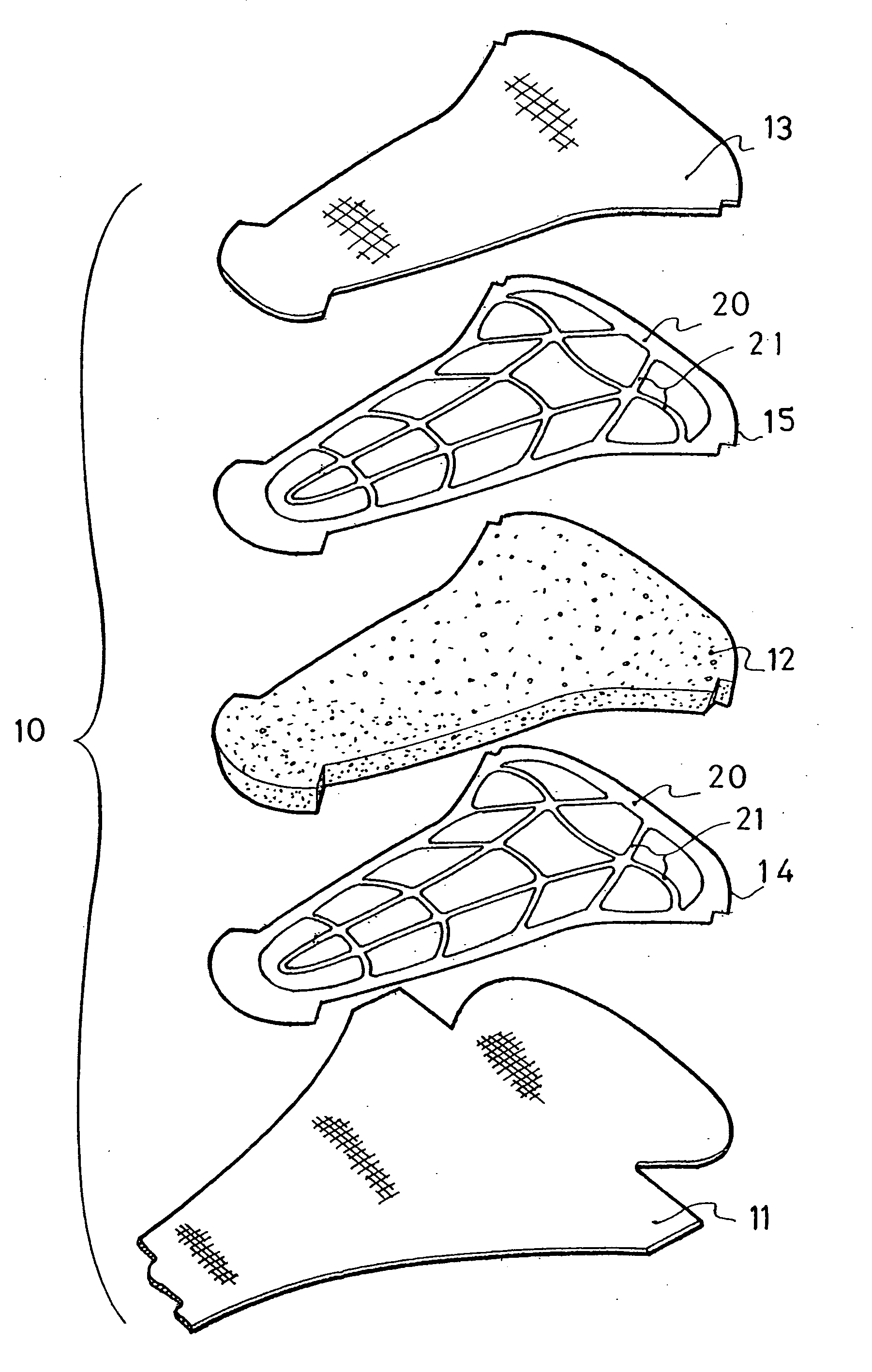 Comfort element for clothing or an article of footwear, a method of manufacturing, and an article having such an element