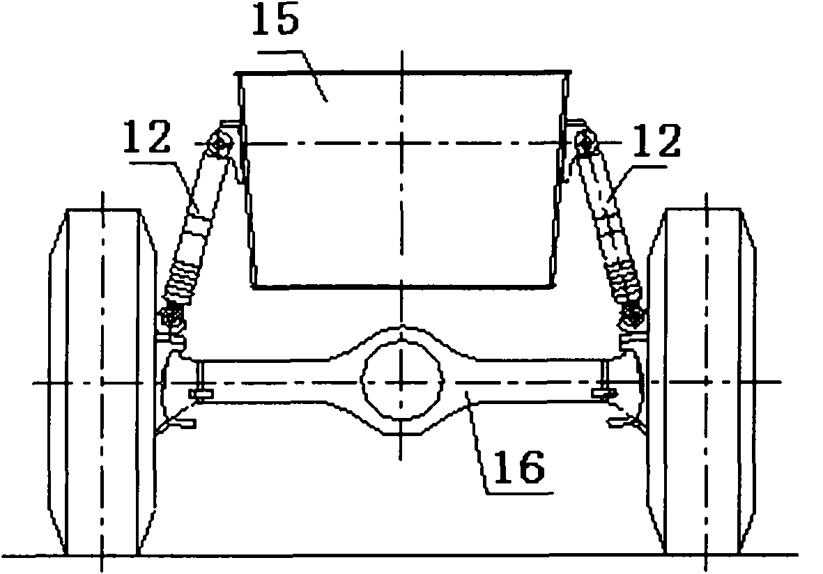 Vehicle body dip angle adjusting unit, oil gas suspension mechanism and mobile crane