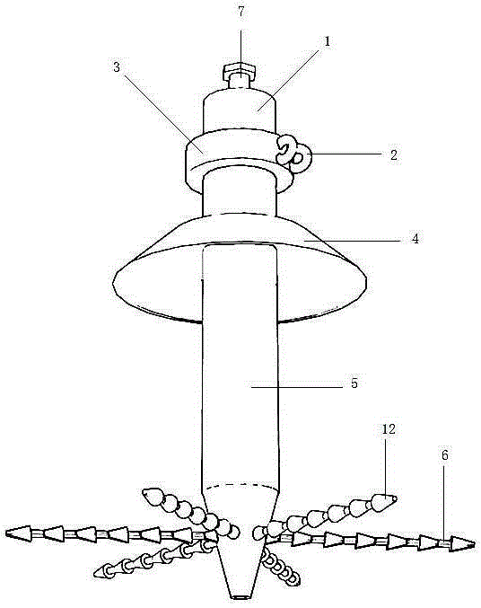 Tree-root-shaped telegraph pole inclined pull line fixator