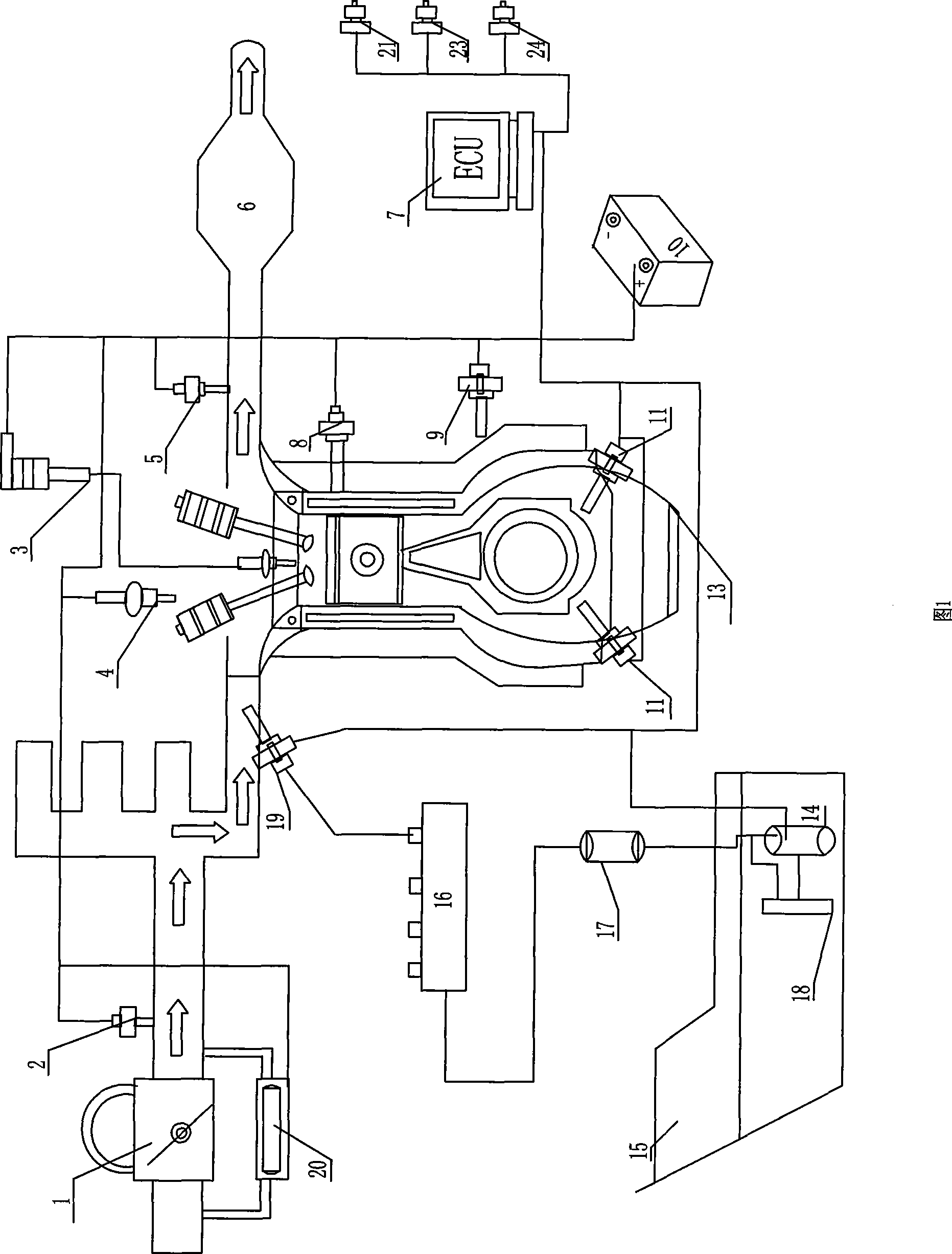 Electric-controlled work system for motorboat with petrol engine