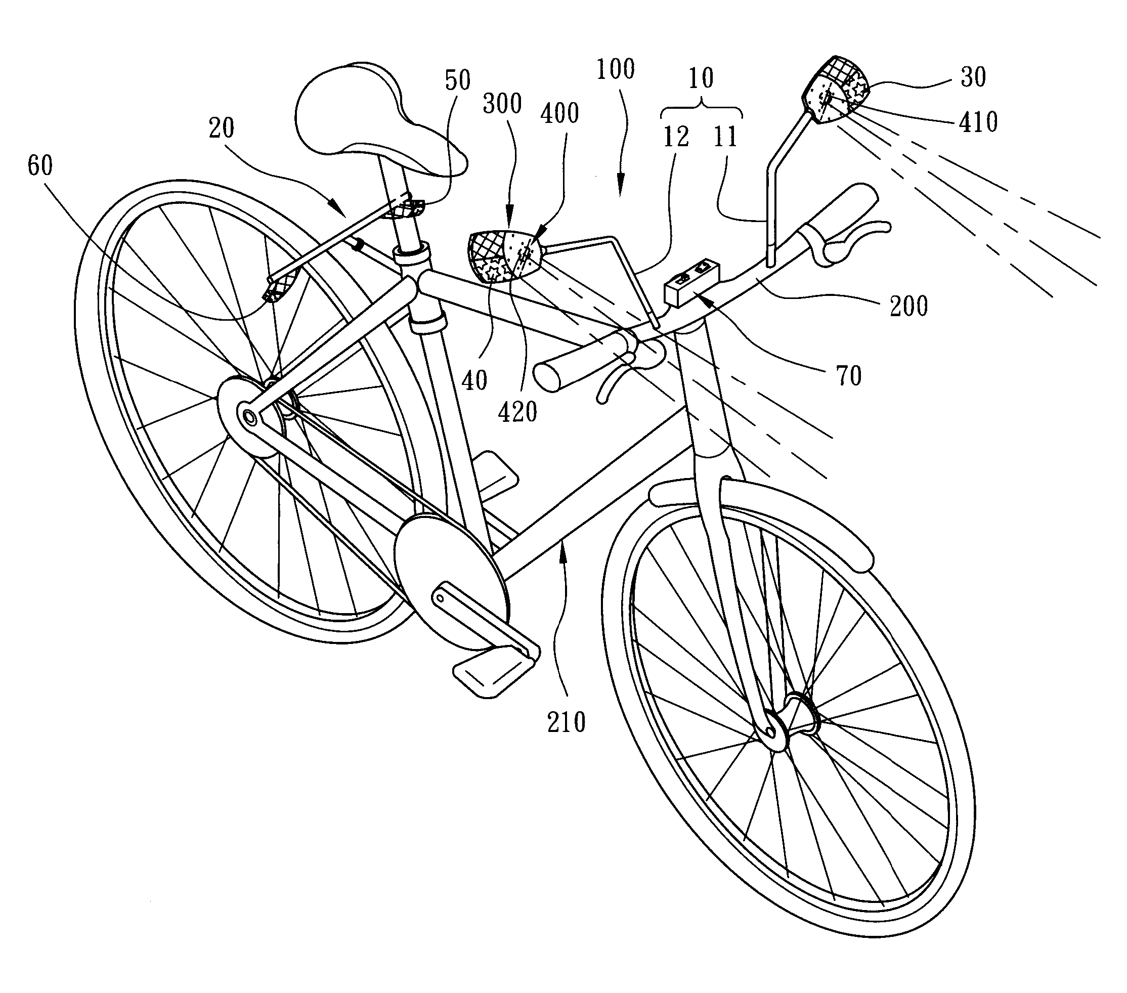 Direction light and illumination device for bicycle