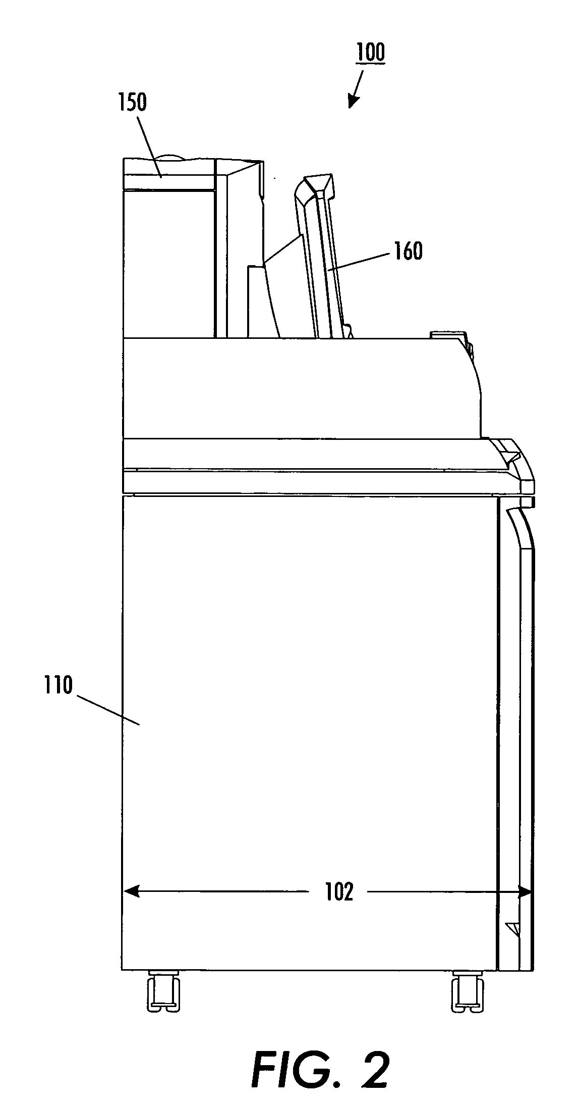 Image producing machine having a footprint-reducing tower