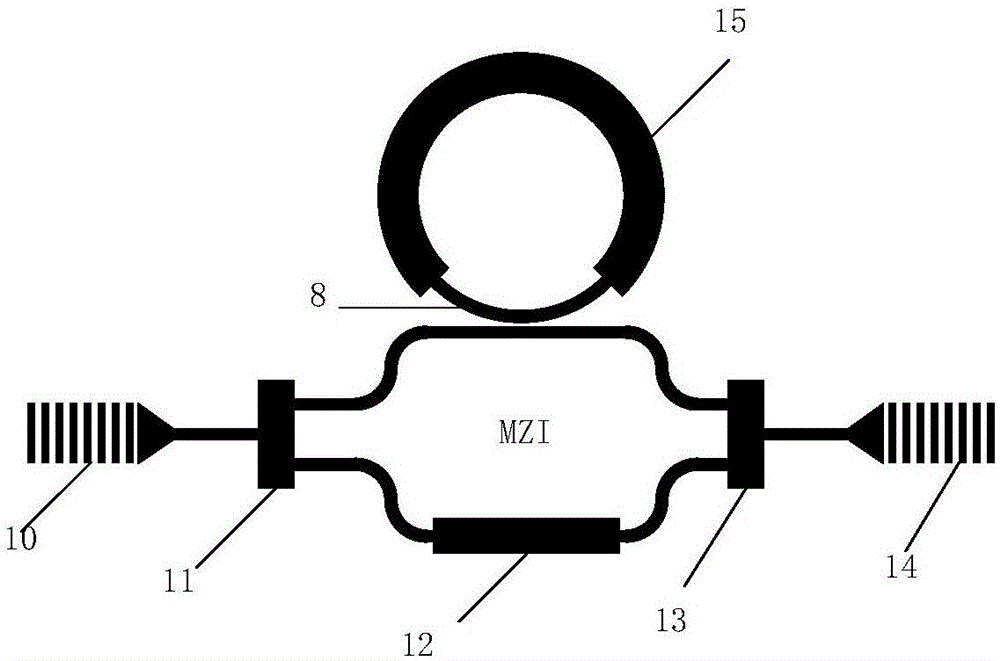 Microwave photonic band stop filter based on Microring-Mach Zehnder interference (MR-MZI) structure