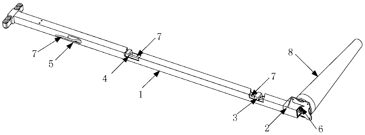 Spaceborne Antenna Deployment Arm Device for Built-in Routing of RF Cables