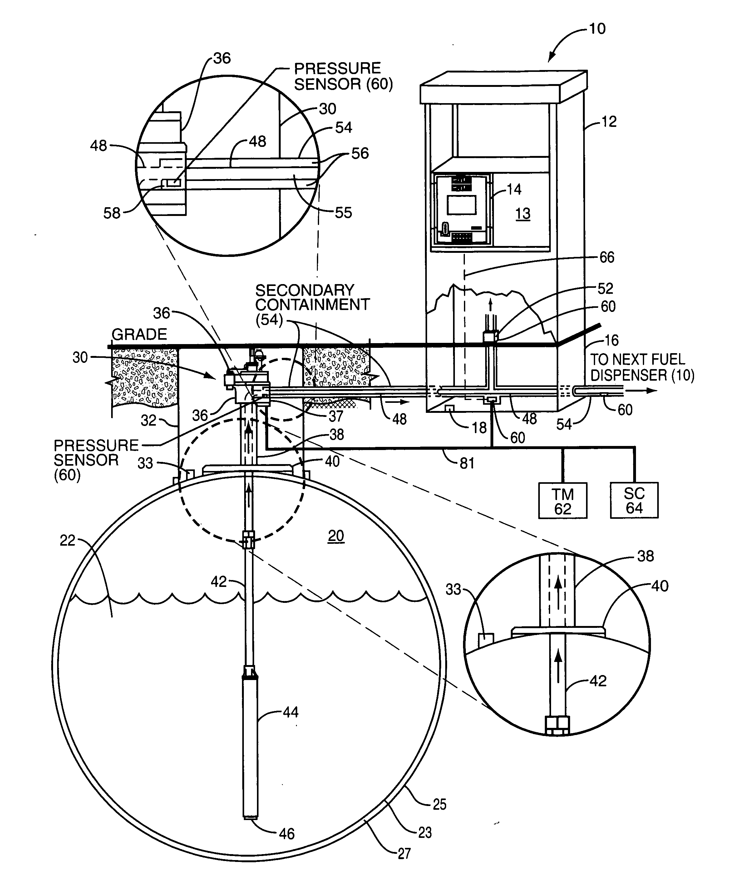 Secondary containment leak prevention and detection system and method