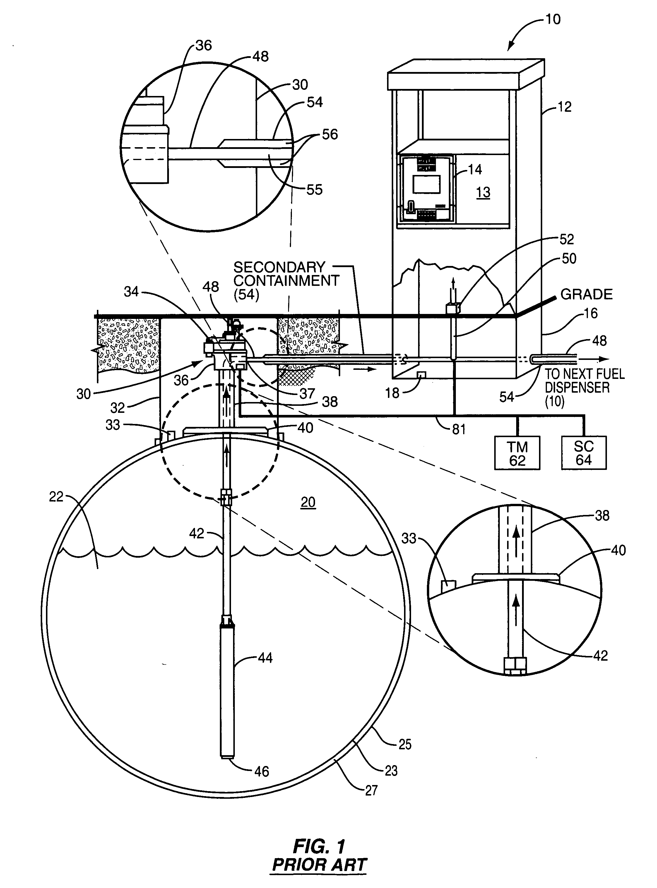 Secondary containment leak prevention and detection system and method