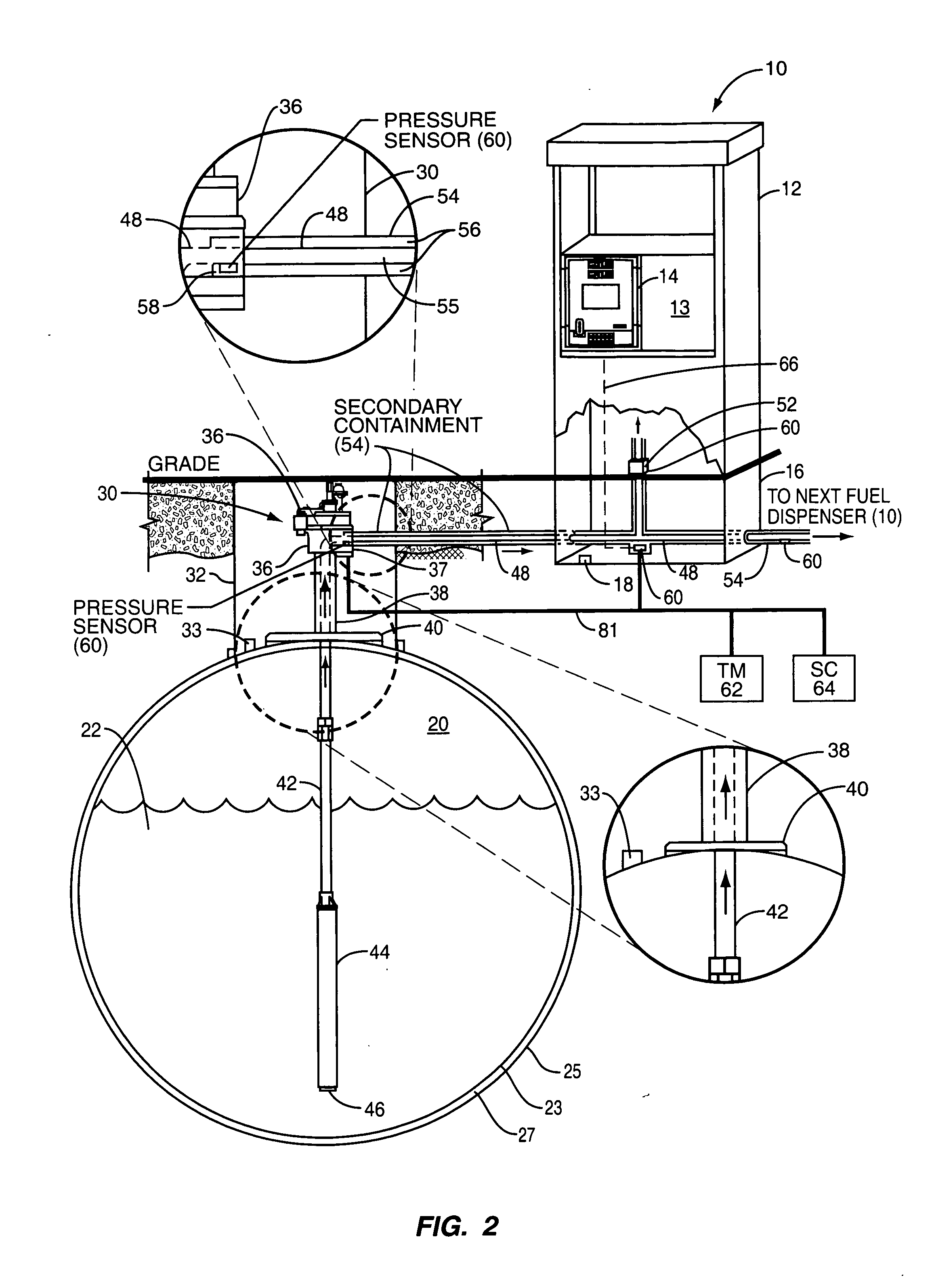 Secondary containment leak prevention and detection system and method