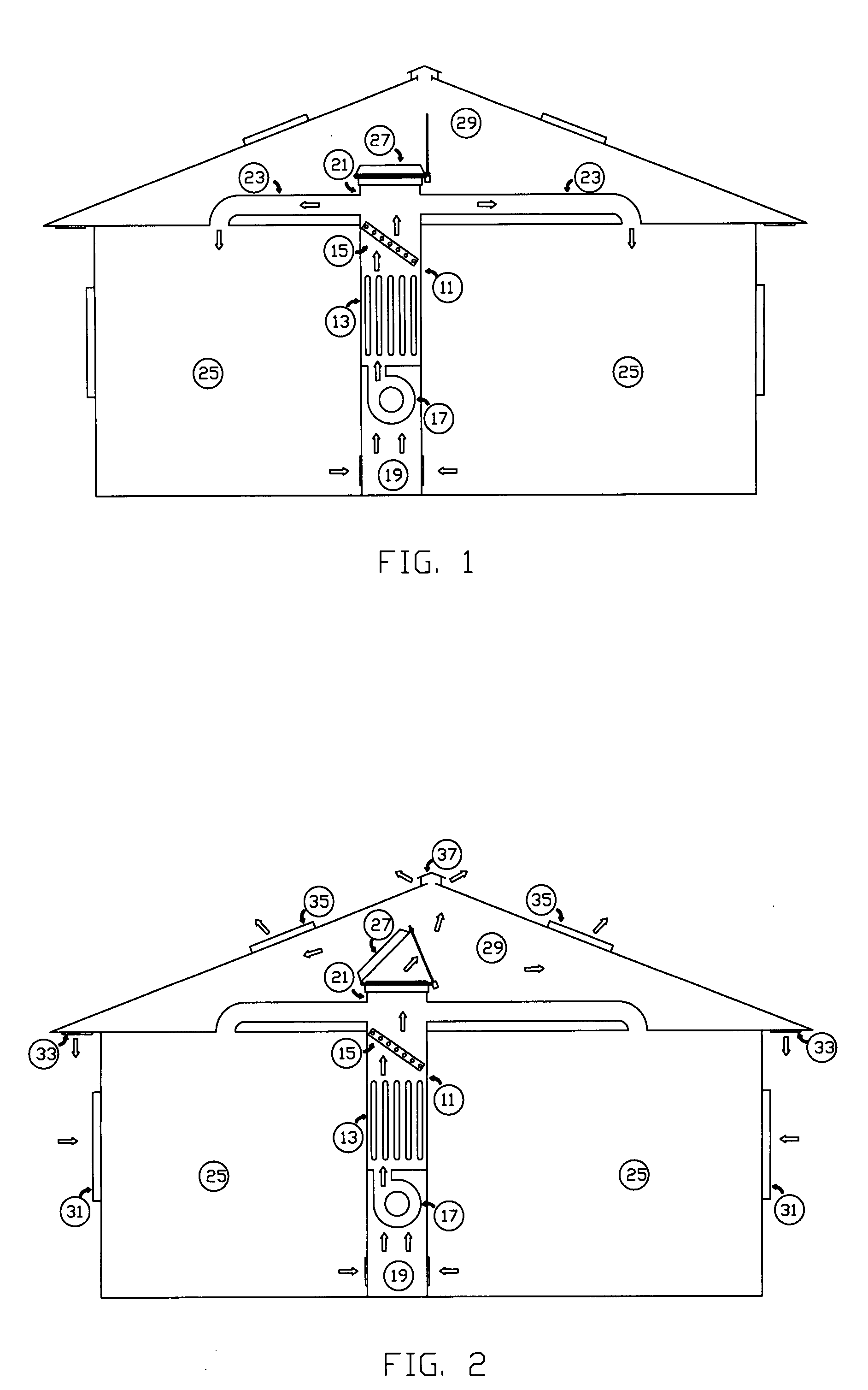 Closed air handling system with integrated damper for whole-building ventilation