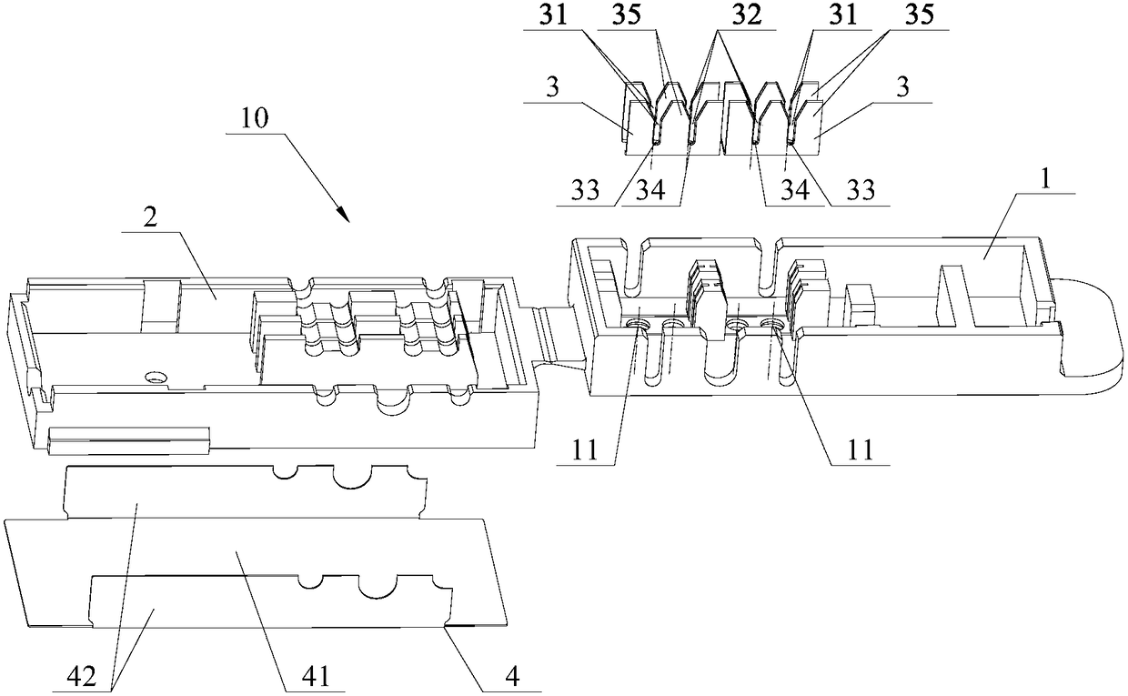 A wire junction box and an electronic detonator network with the junction box