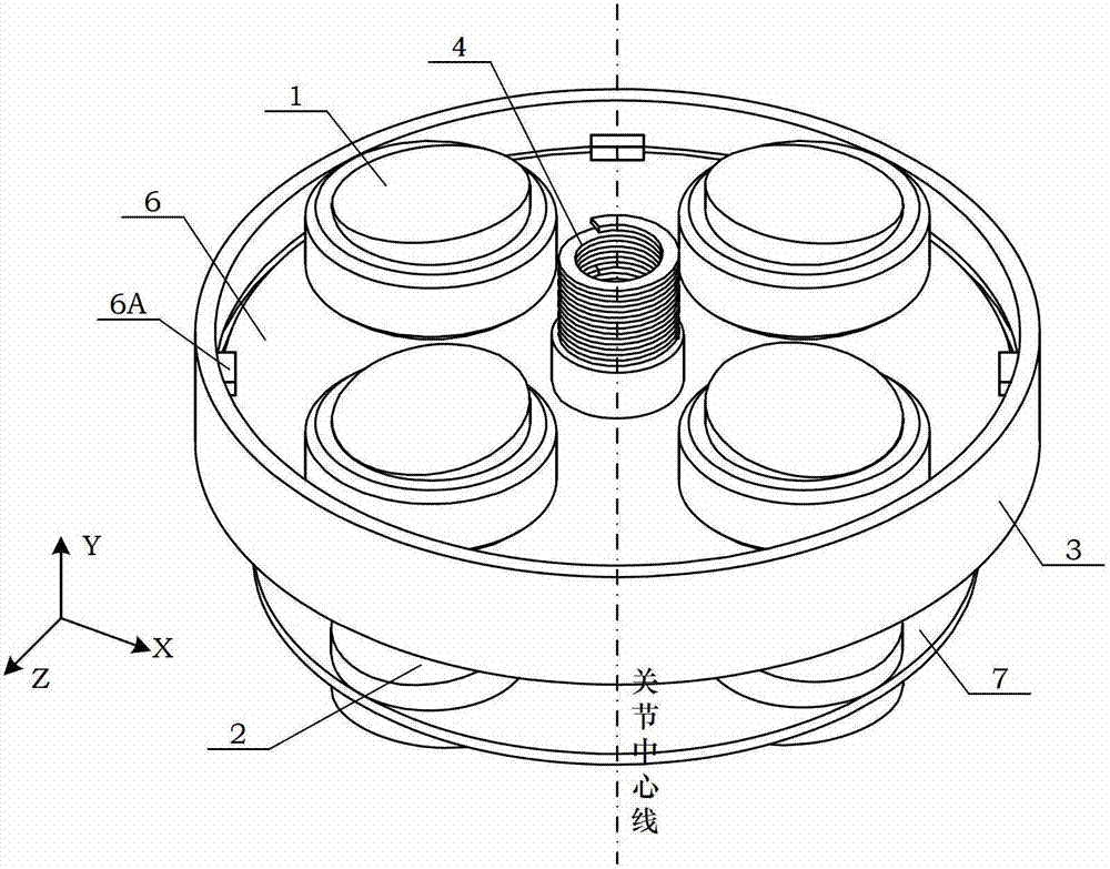 Three-degree of freedom joint driven by electromagnetic force applied to snake-shaped robot