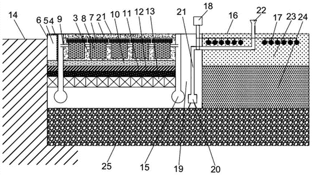 Ecological pavement with water storage module and sewage-interception and purification treatment functions