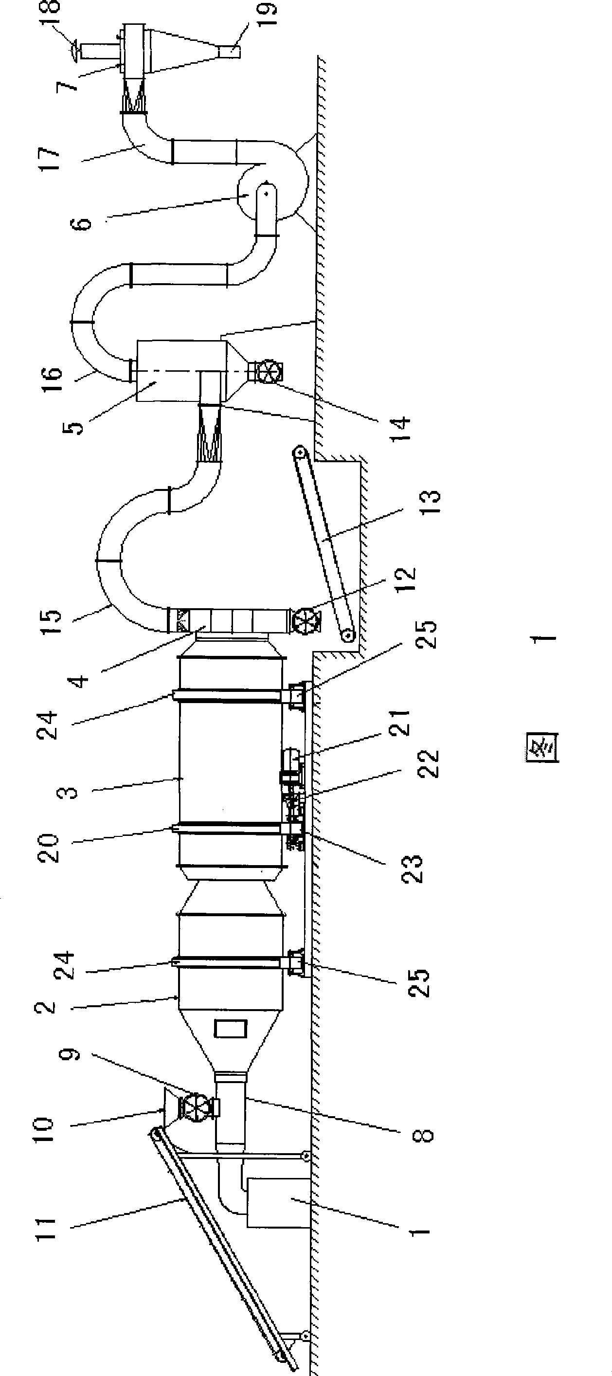 Grass drying, stem and leaf separating device