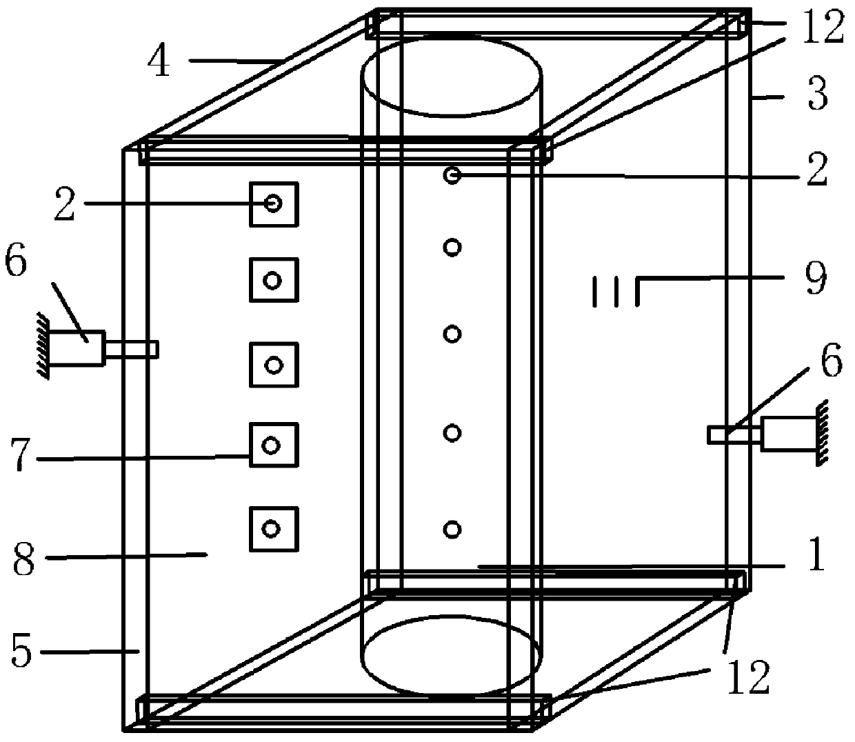 Visual test device and method for crushing coral sand around pile in pile sinking process