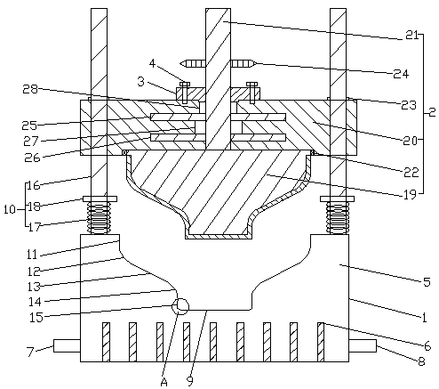 A stamping die for the shell head of a high-voltage transformer