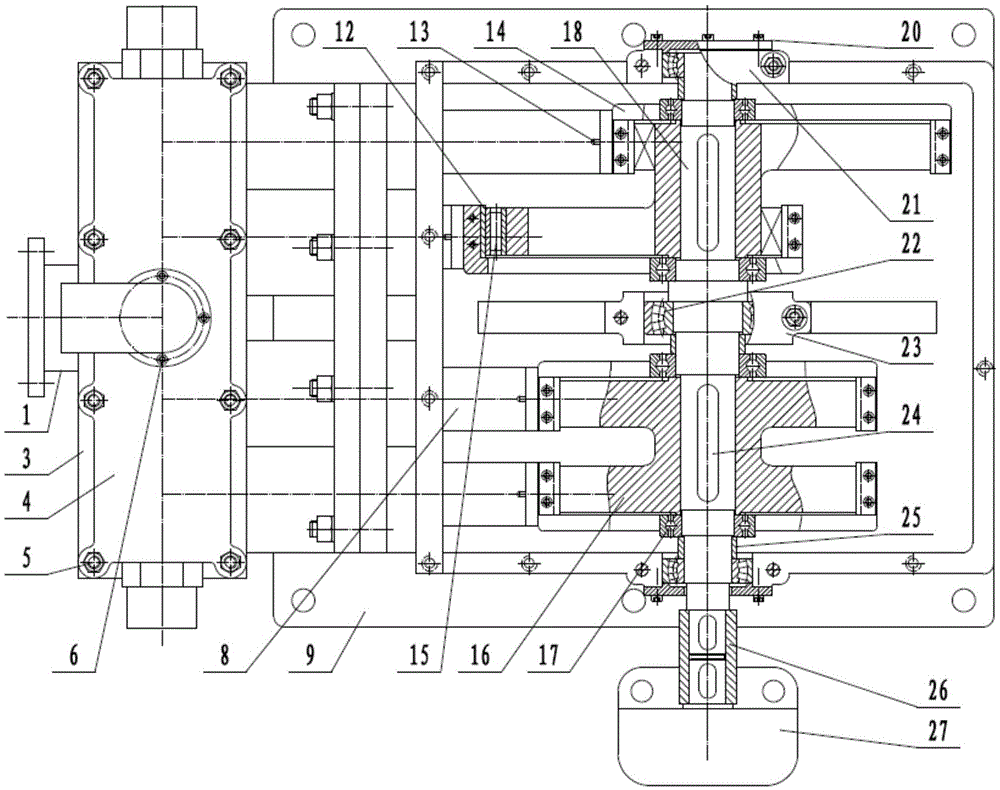 Reciprocating four-cylinder mud pump