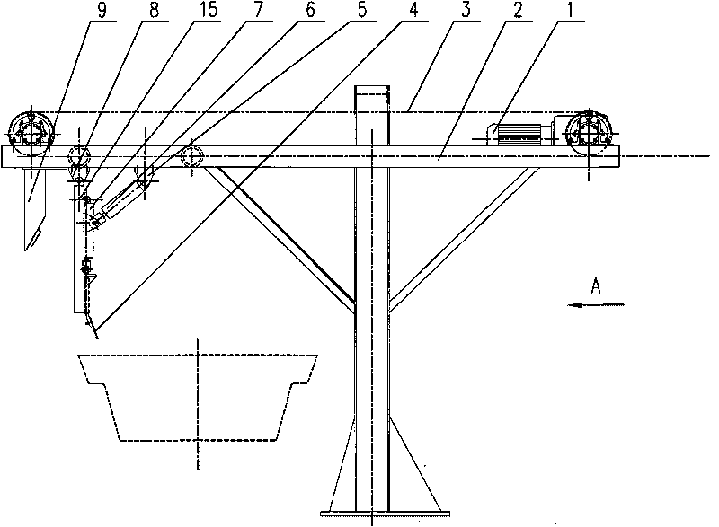 Aluminum liquid submerged slag conveyor and slag conveying method