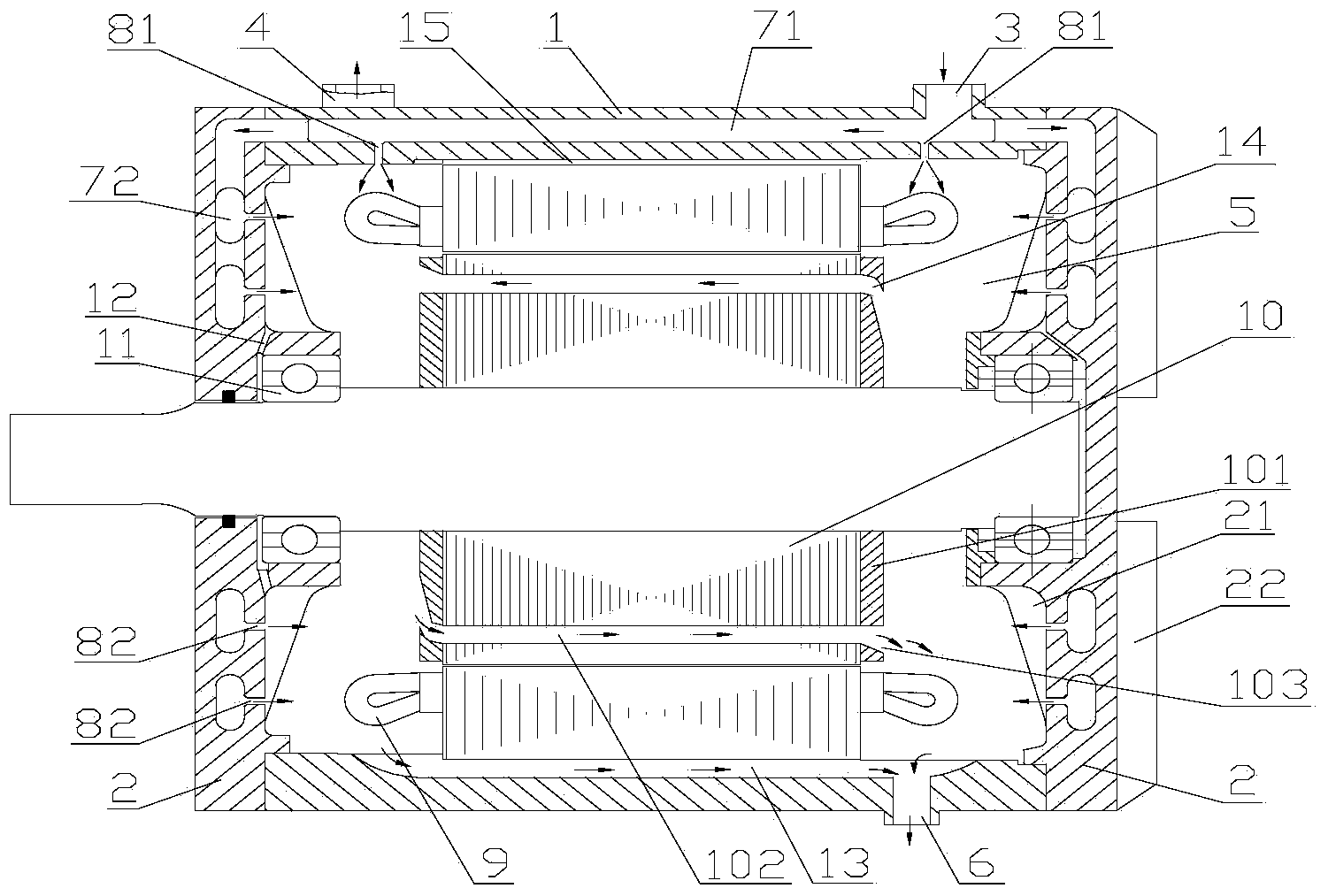 Permanent magnet synchronous traction motor and oil cooling device thereof