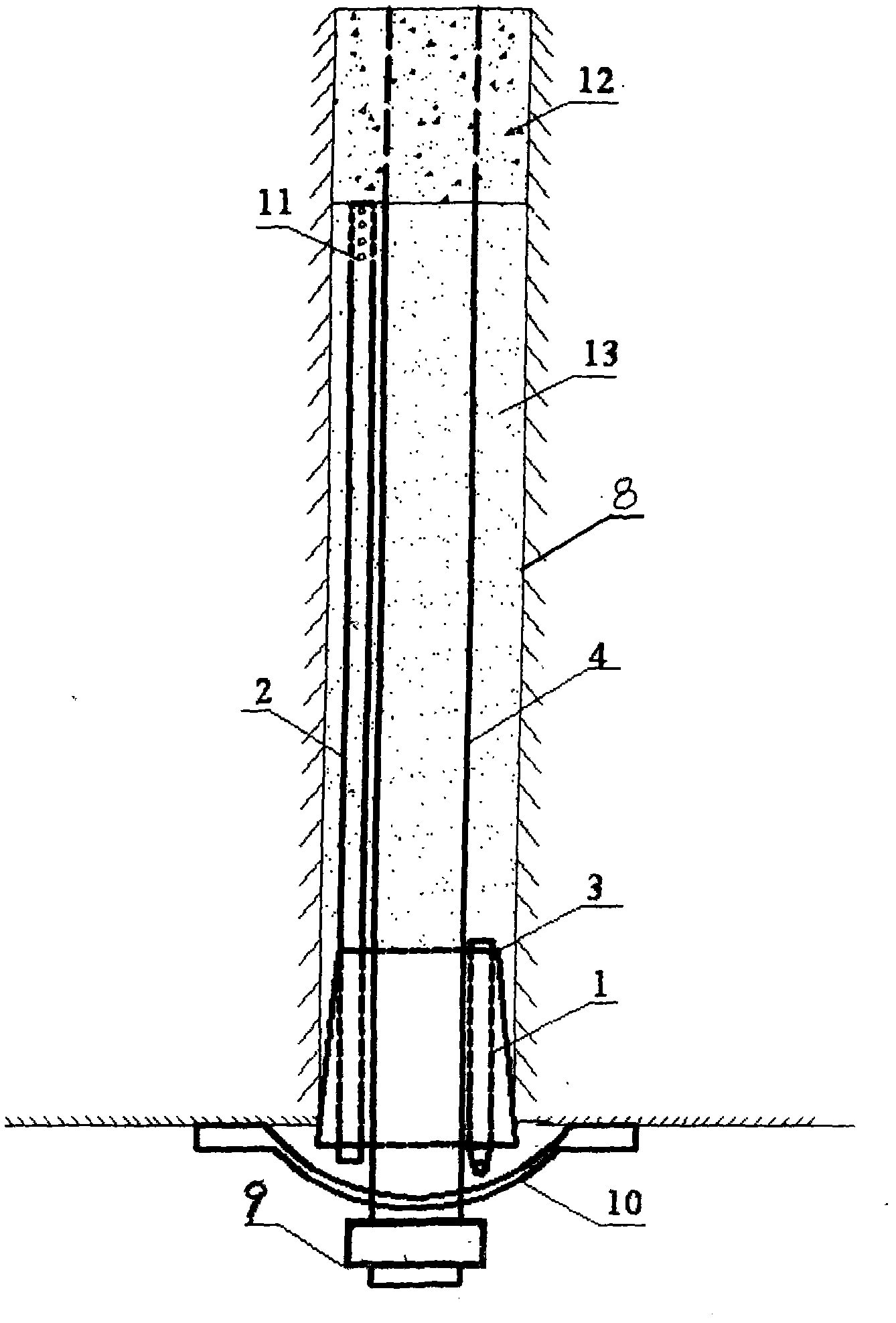 Anchoring structure for liquid-injection corrosion-resistant anchor rod or anchor cable and construction method thereof