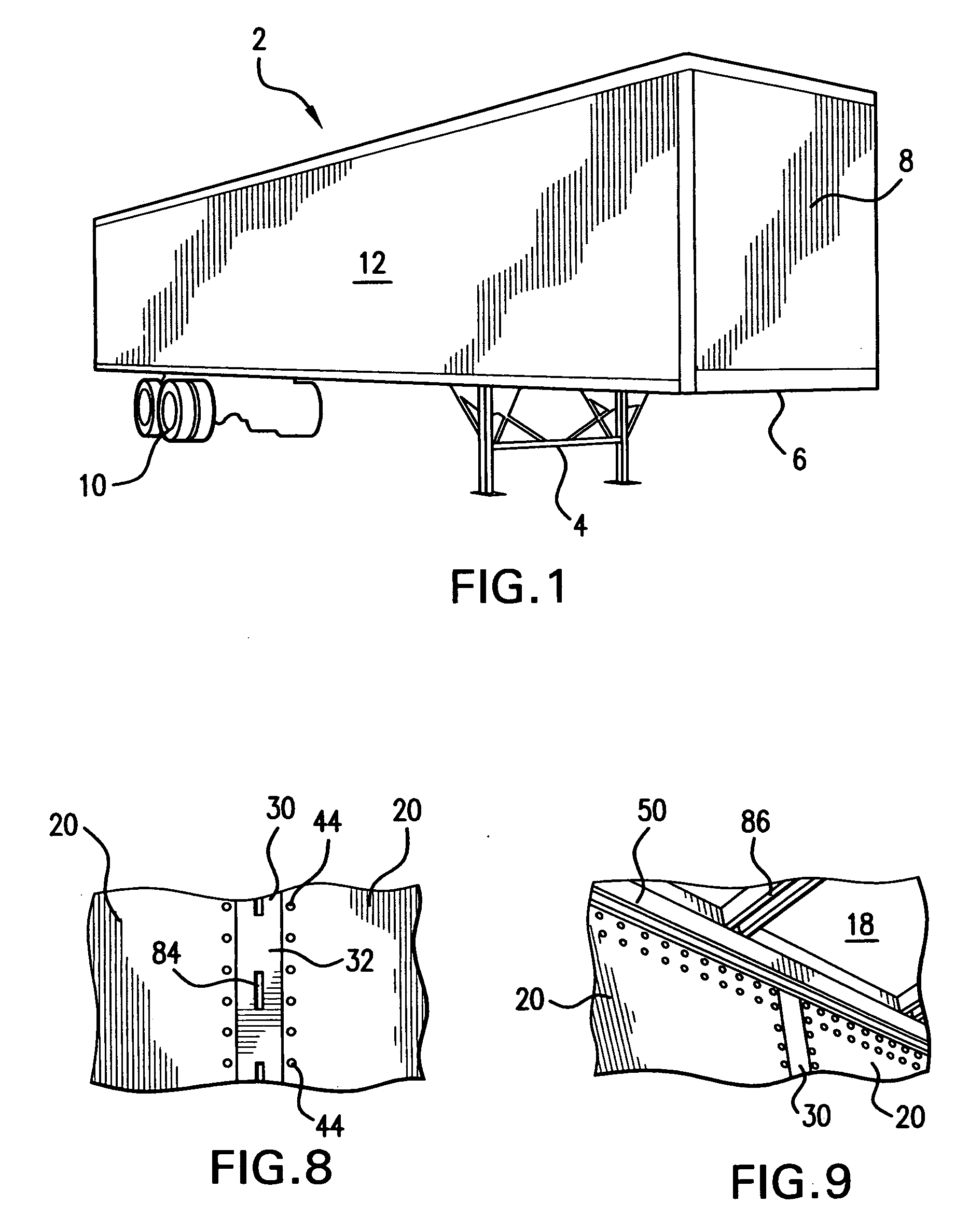 Sidewall assembly having composite panels for trailers and vans