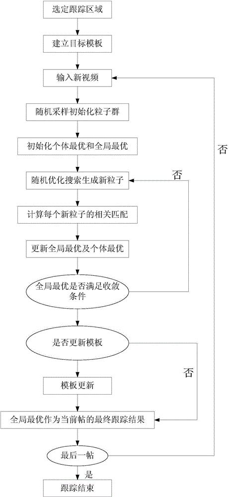 Template matching tracking method based on particle swarm optimization