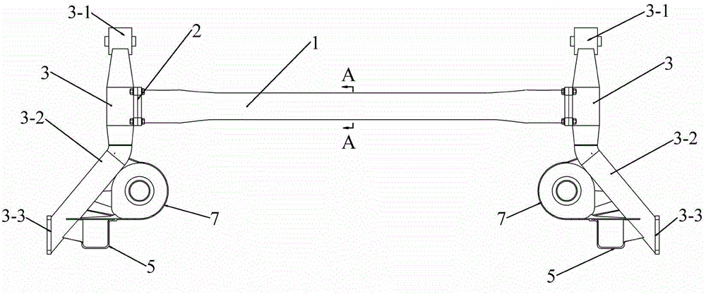 Light-weight assembly-type automobile twist beam suspension