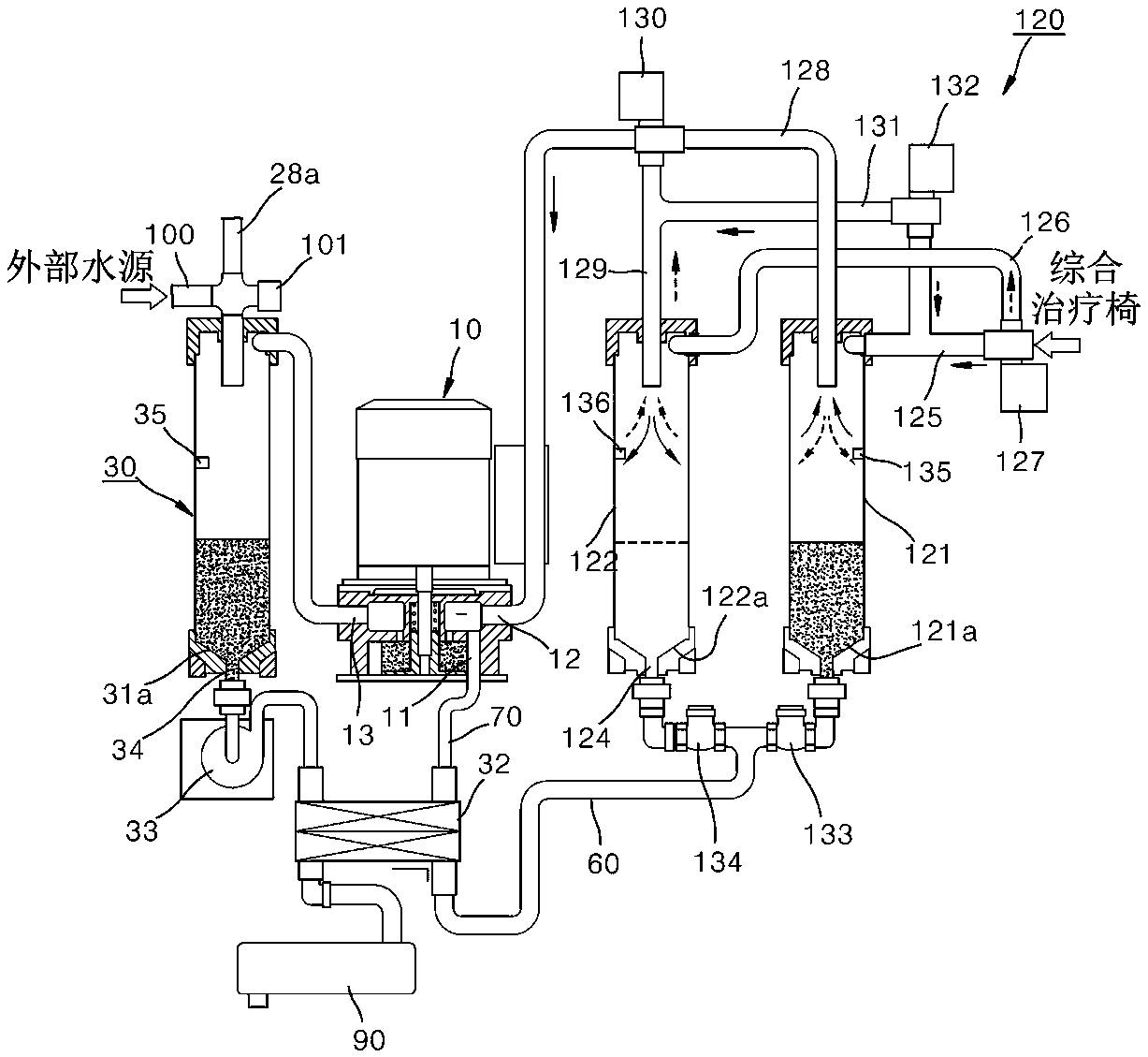 Automatic water seal type suction device for dental unit chair