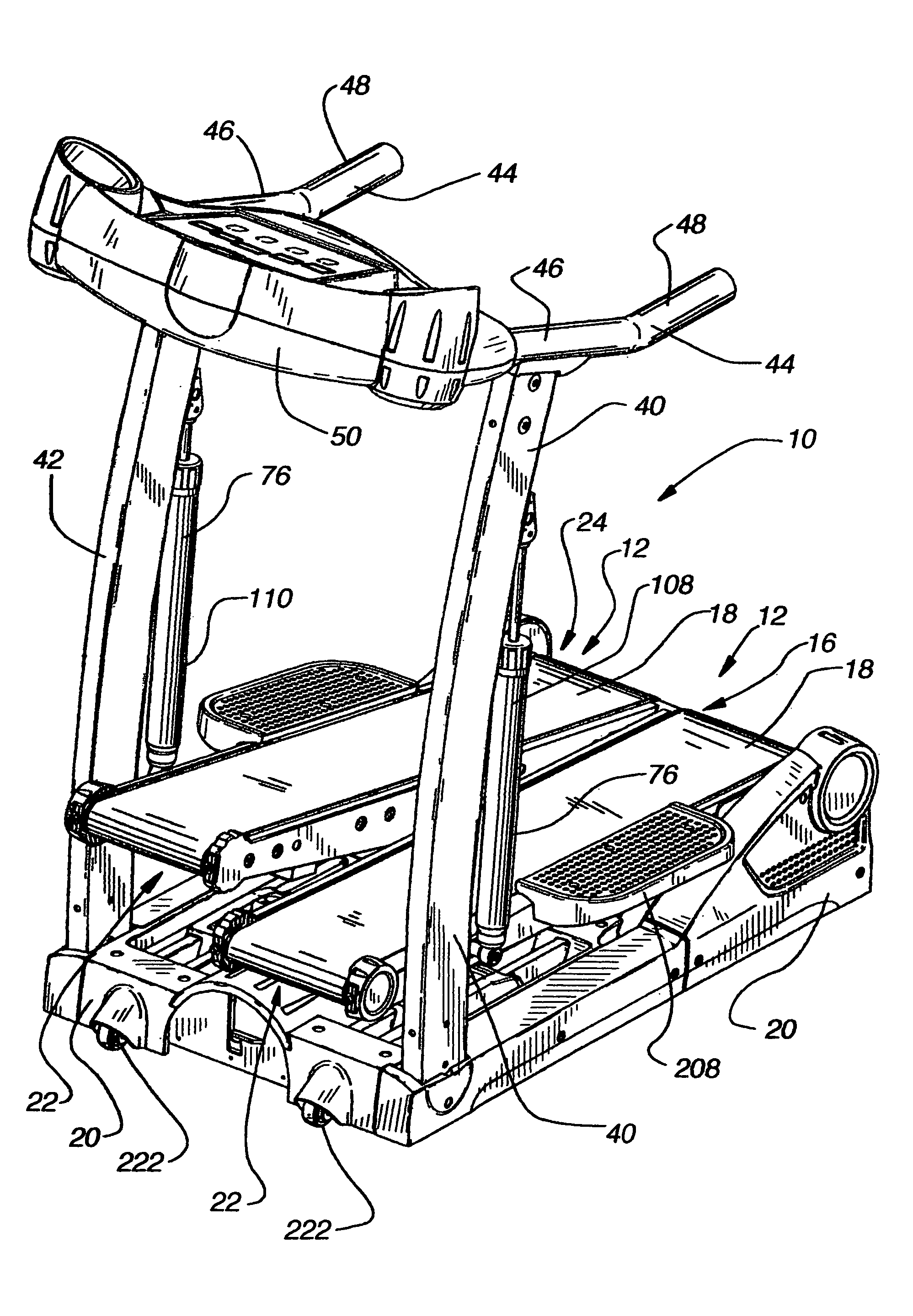 Dual treadmill exercise device having a single rear roller