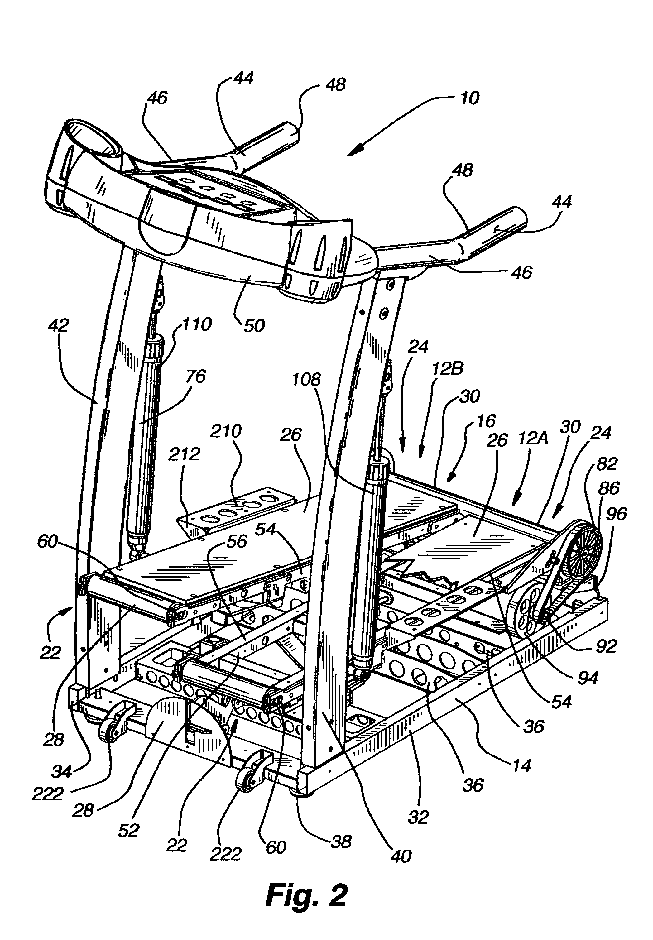 Dual treadmill exercise device having a single rear roller