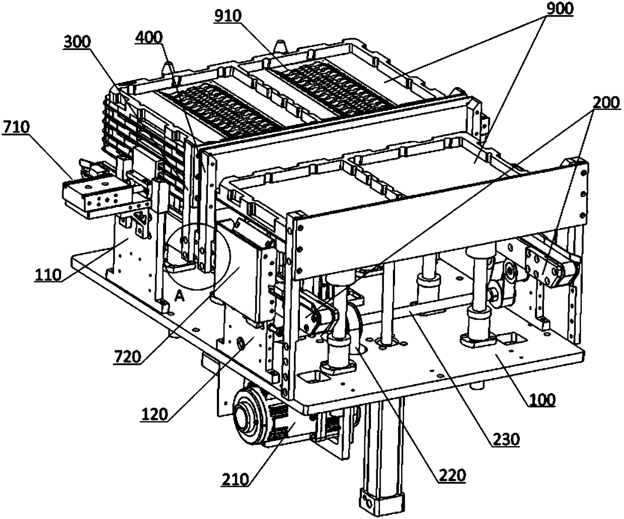 Automatic feeding and discharging device for material trays