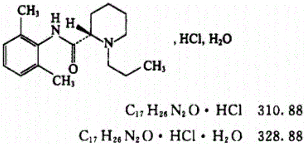 Freeze-dried ropivacaine hydrochloride composition for injection