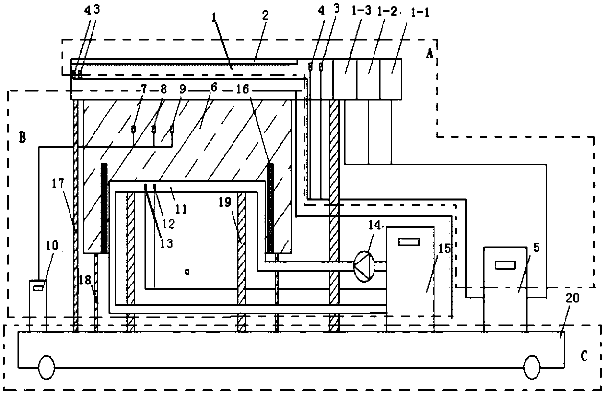 Experimental device for studying the evolution law of heat storage and release of soil on the top of underground space