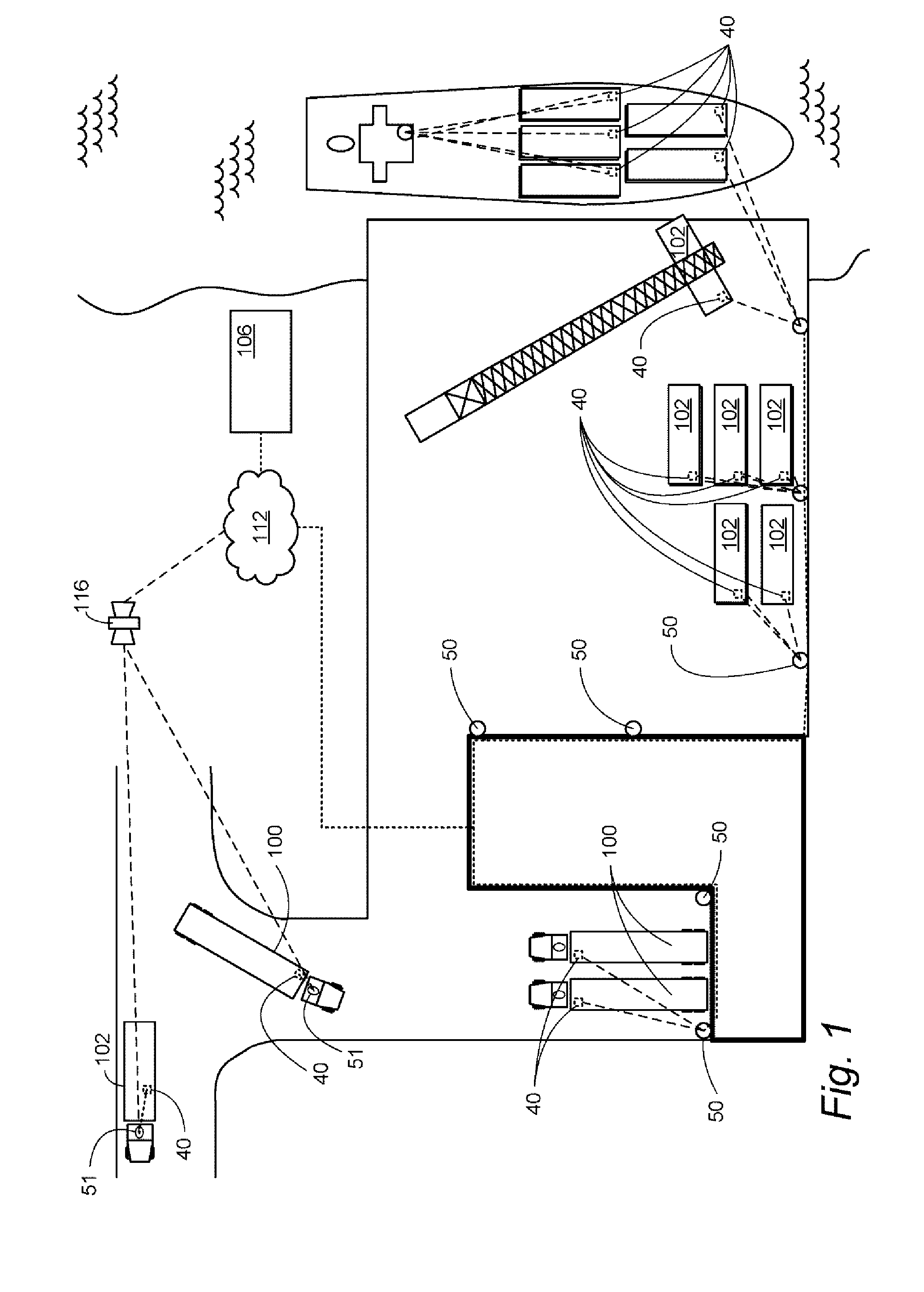 Antenna in cargo container monitoring and security system