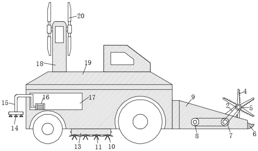 Corn harvester taking wind-hydrogen new energy as power device