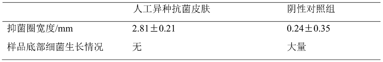 A preparation method of artificial heterogeneous antibacterial skin