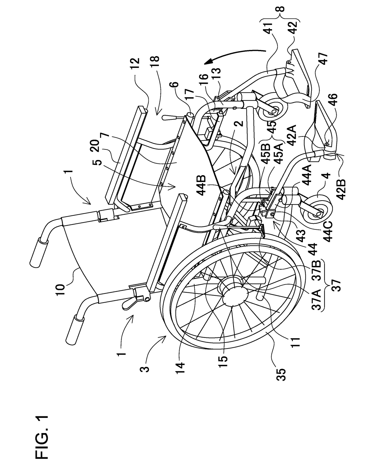 Footrest-foldable wheelchair