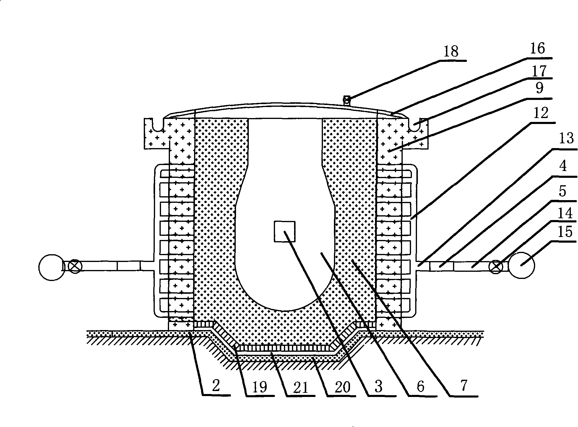 Refining furnace of silicon carbide for recovering smelting waste gases