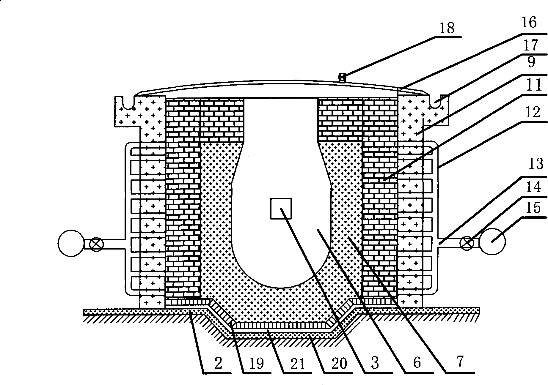 Refining furnace of silicon carbide for recovering smelting waste gases