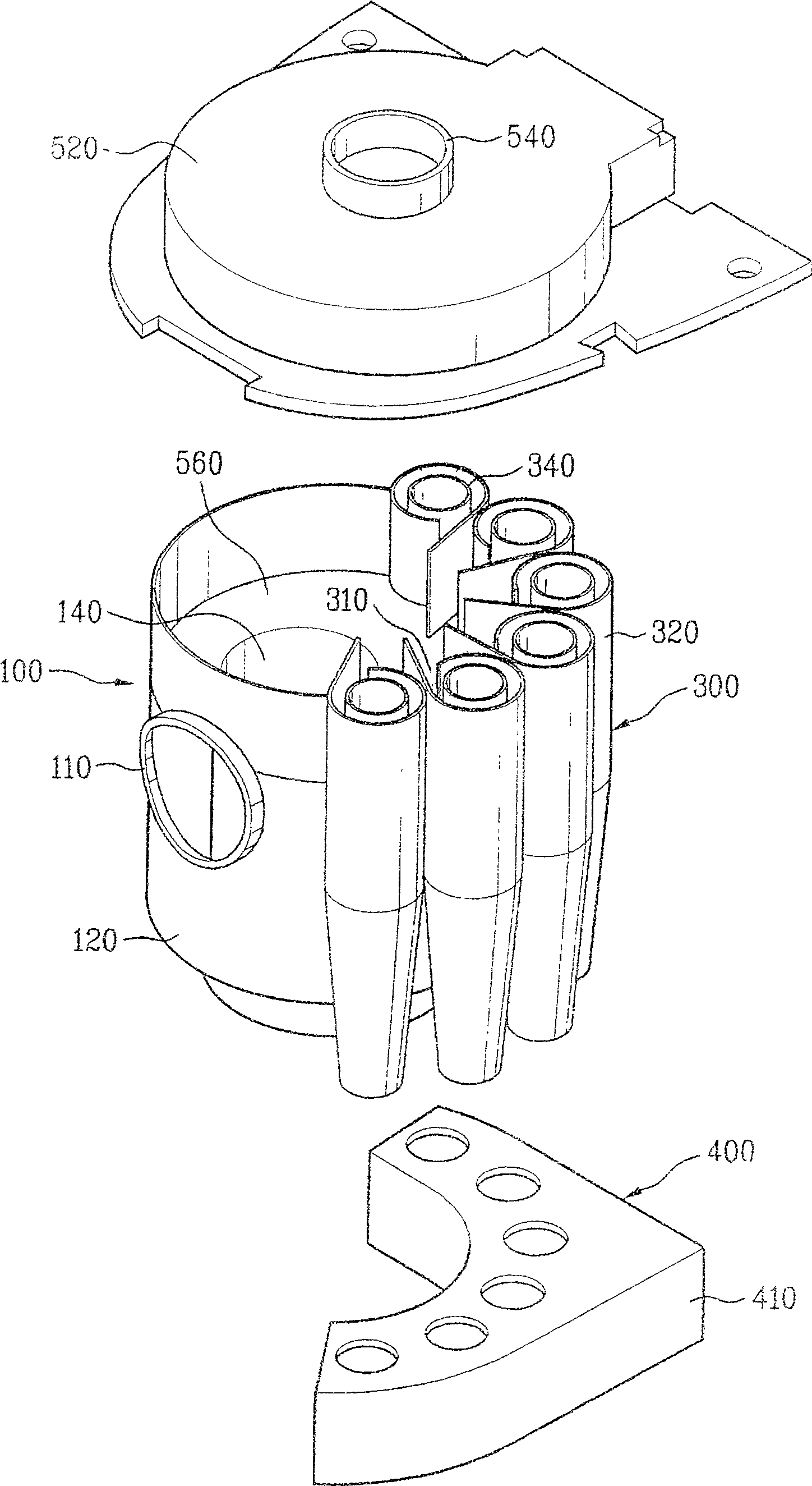 Multiple cyclonic dust collector