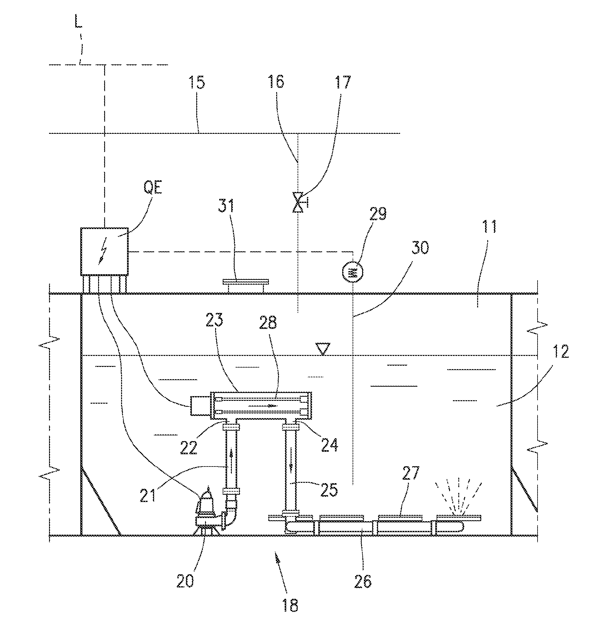 Method and a modular system for onboard treatment of ballast water