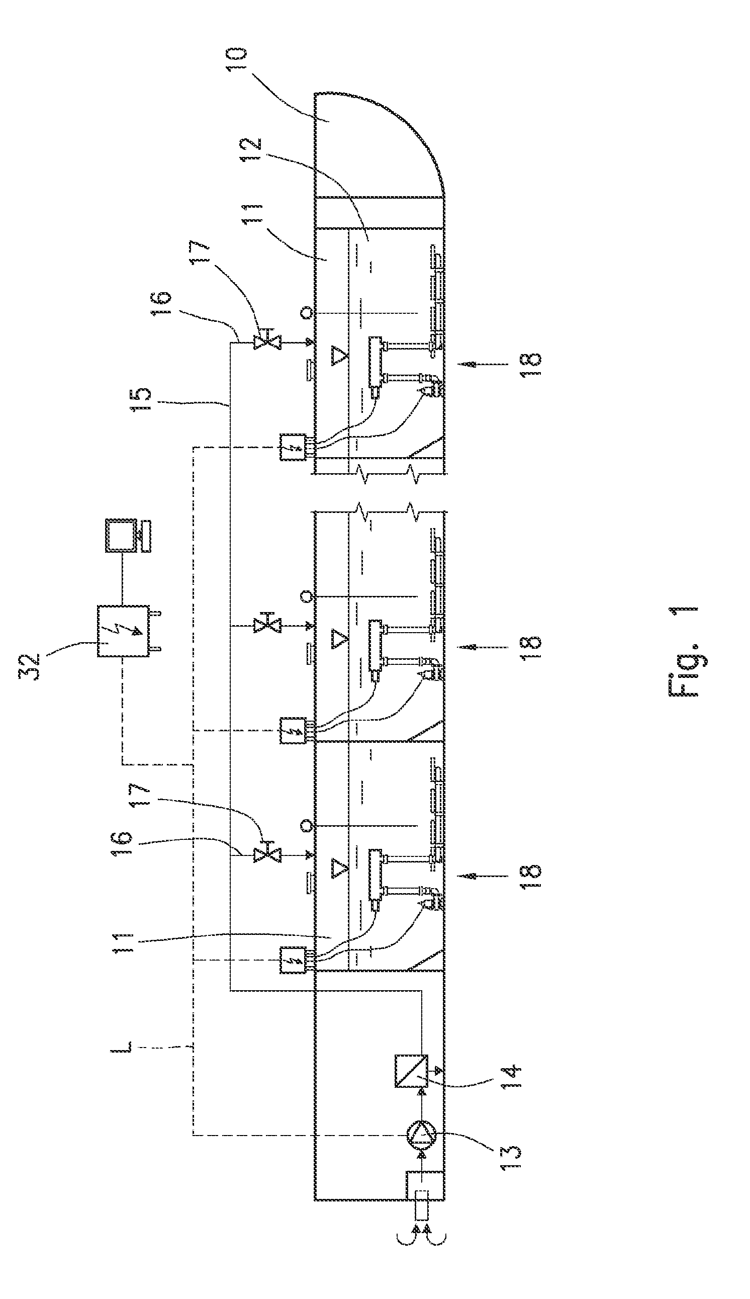 Method and a modular system for onboard treatment of ballast water