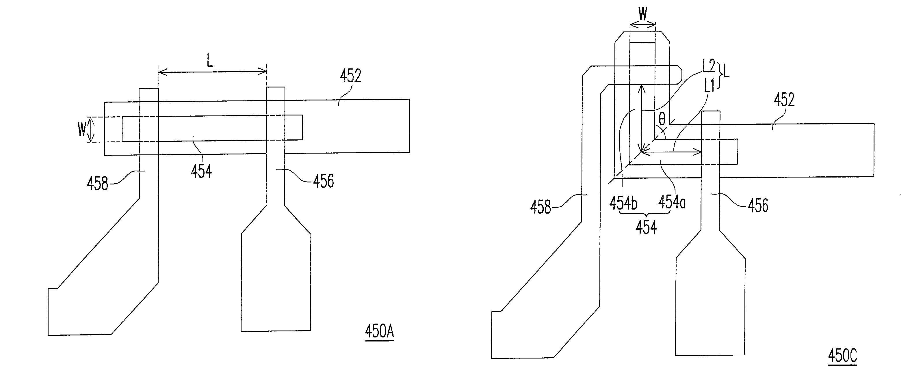 Thin film transistor array substrate and pixel structure with TFT having varying included angle of channel layer