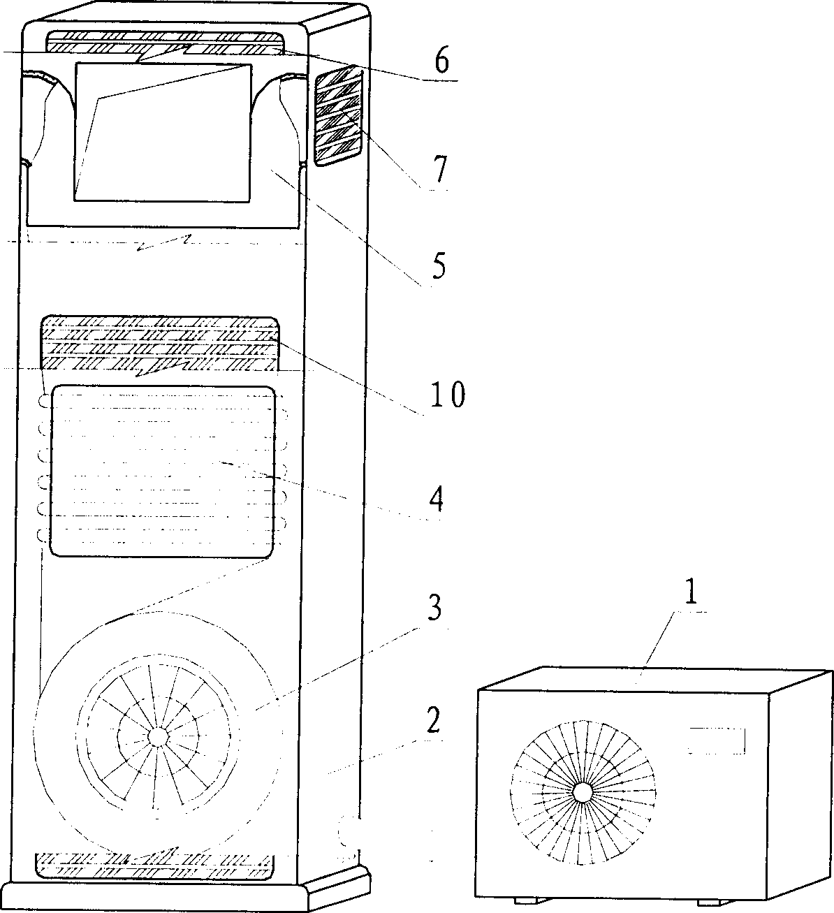 Cabinet air-conditioner with multi-directional air-blowing