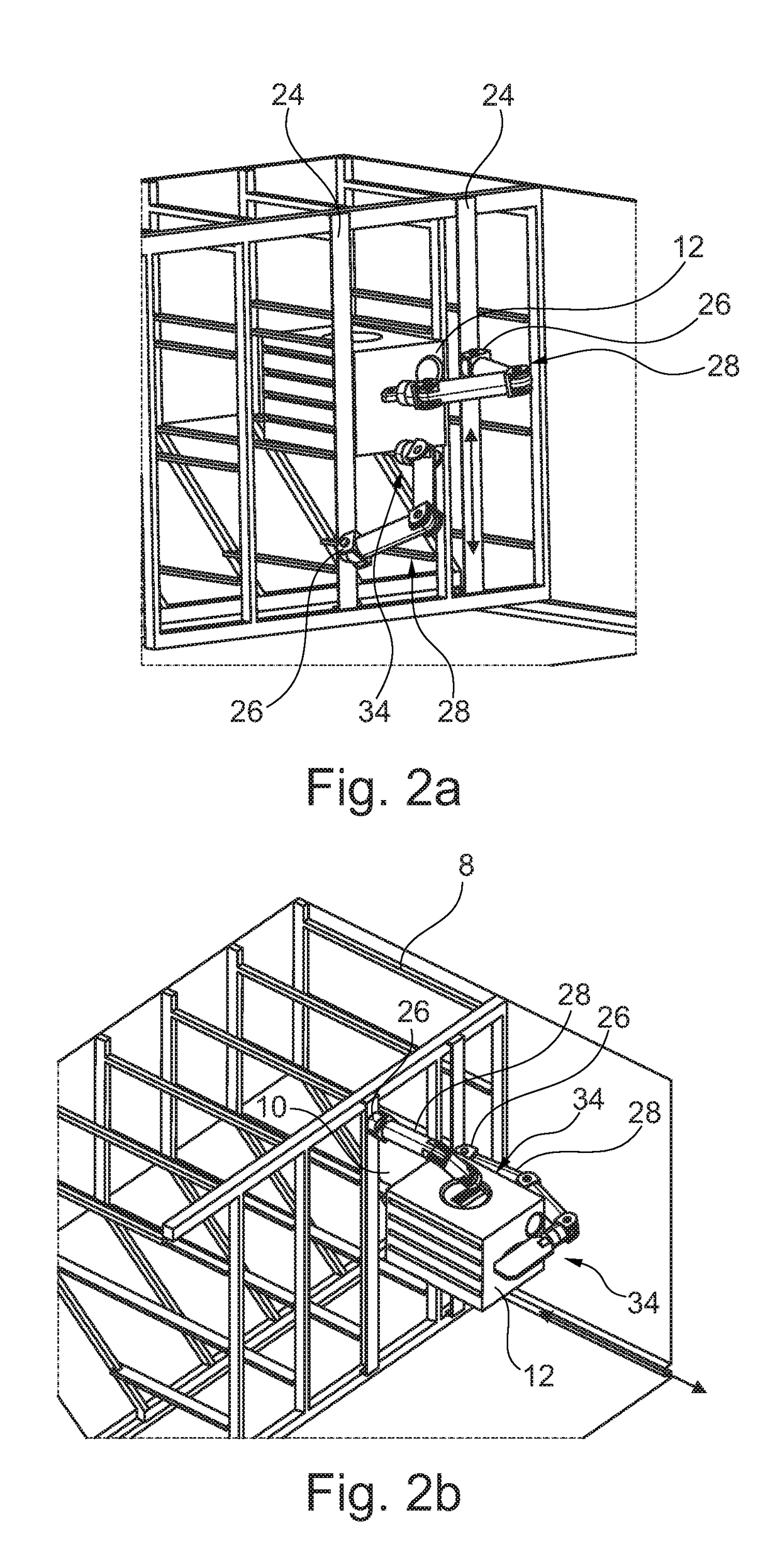 System for handling containers and other objects in a freight compartment of a vehicle