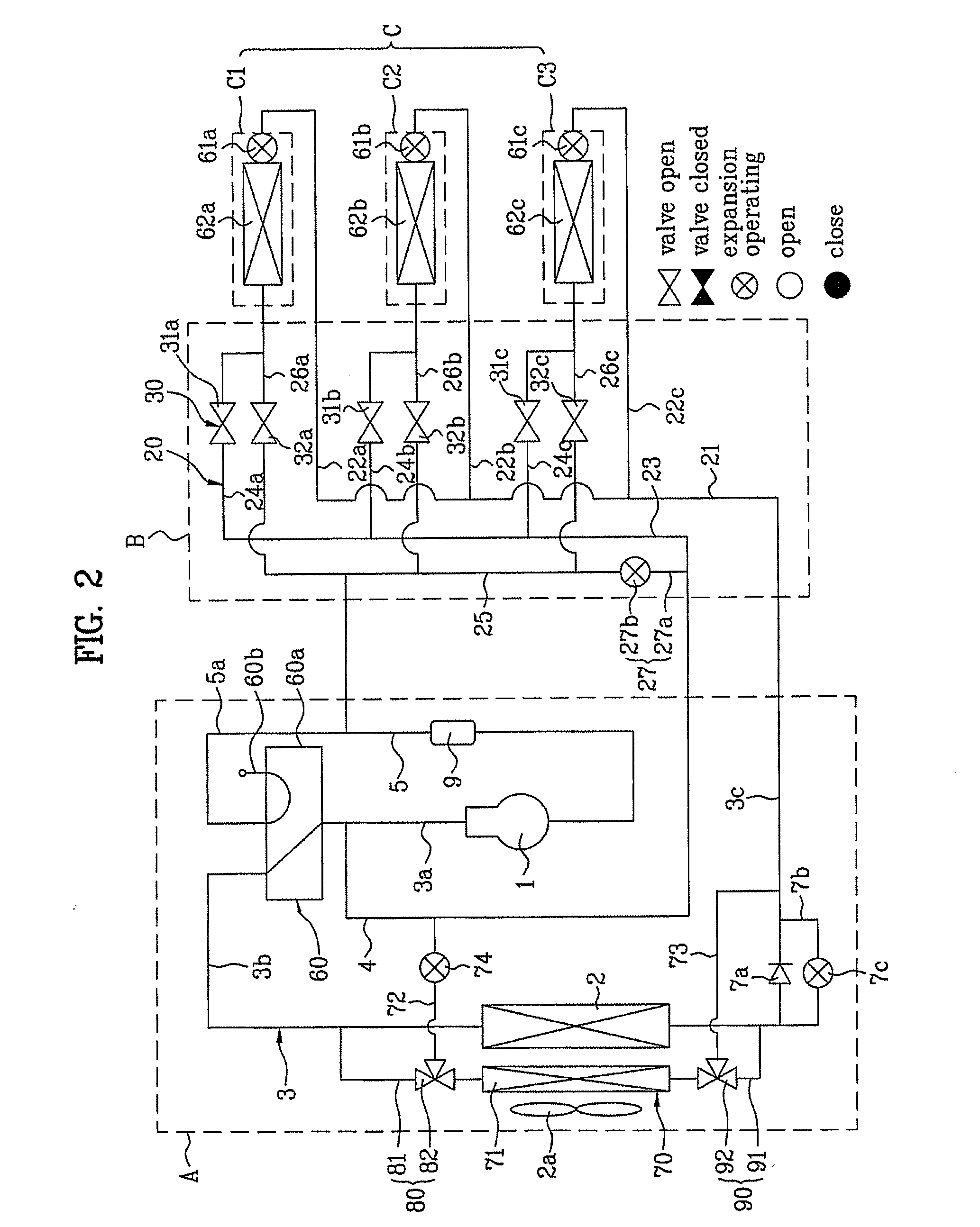 Multi-type air conditioner with defrosting device