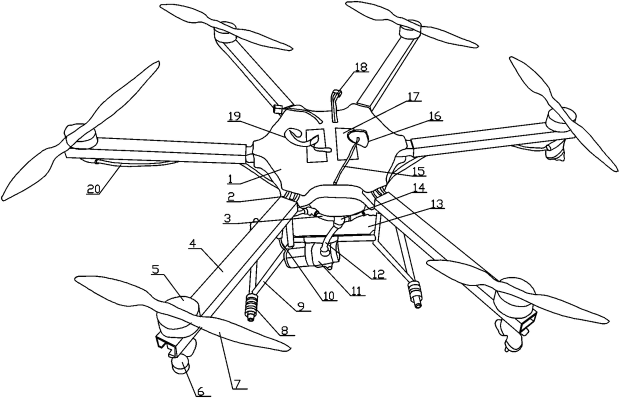 A six-rotor spraying unmanned aerial vehicle for spraying pesticides on citrus forests