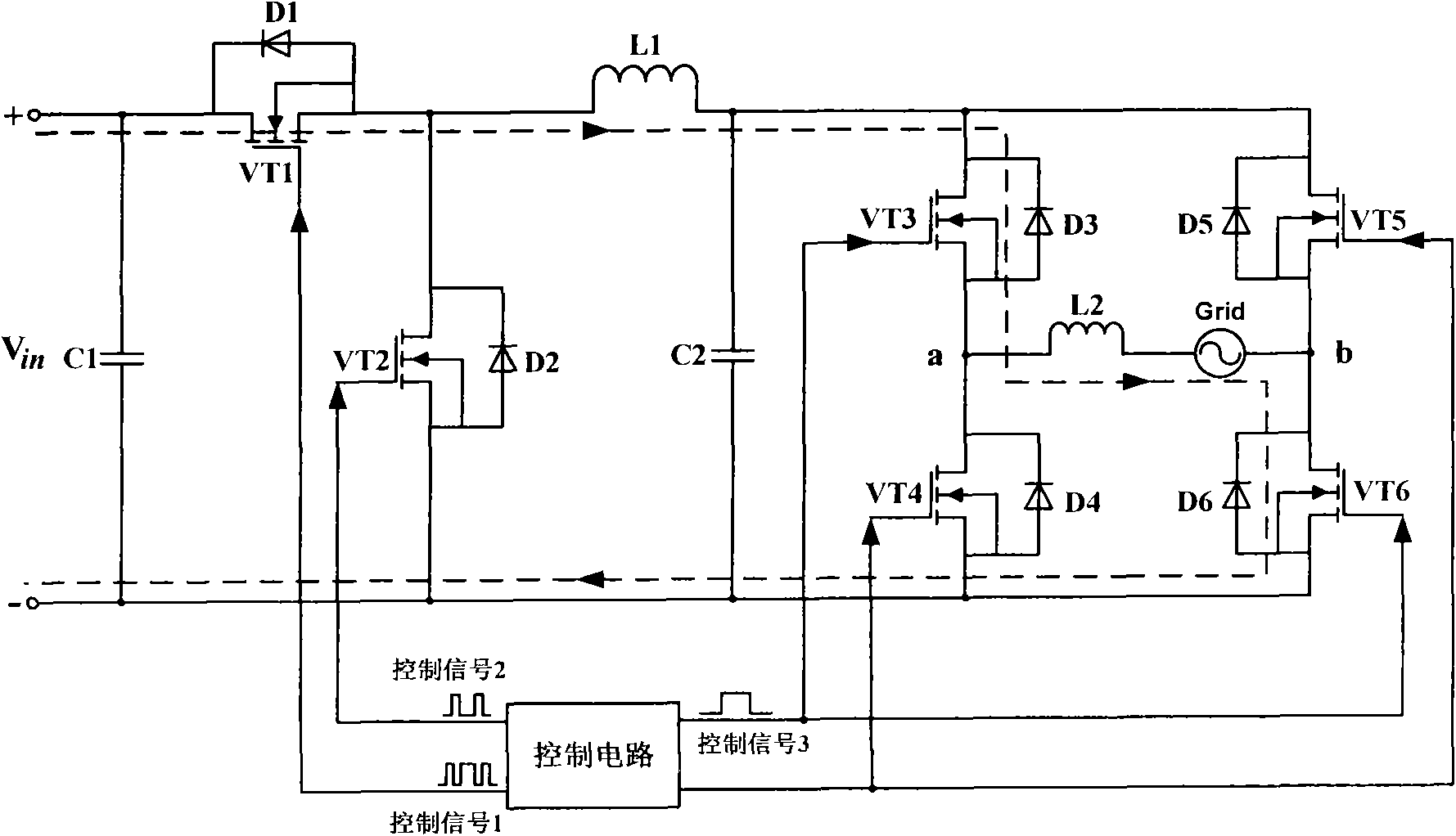 Single-phase non-isolated photovoltaic grid-connected inverter and control method