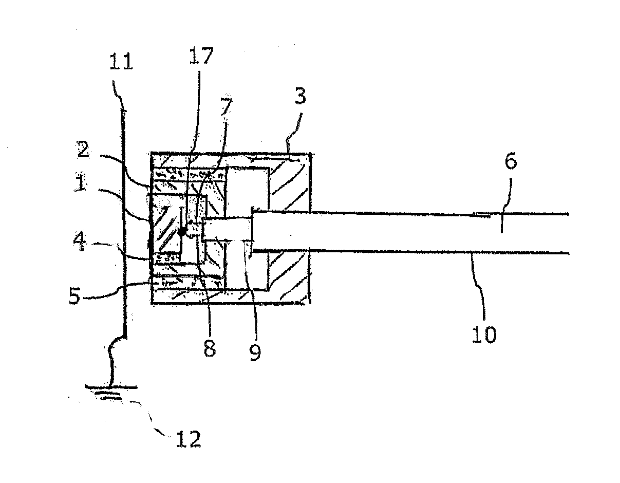 Capactive pressure sensor incorporating a temperature measurement and compatible with hot environments