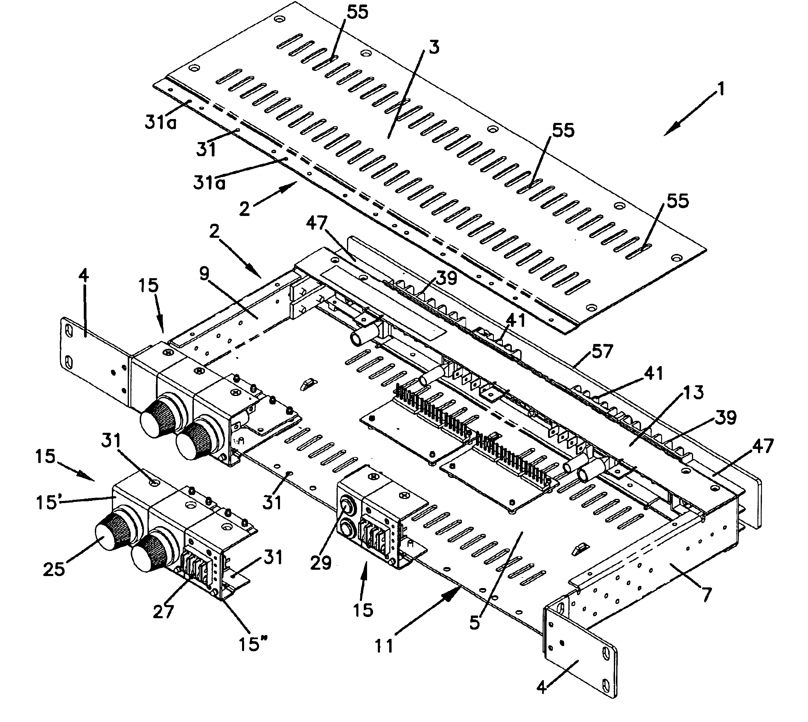 Power distribution panel with modular elements