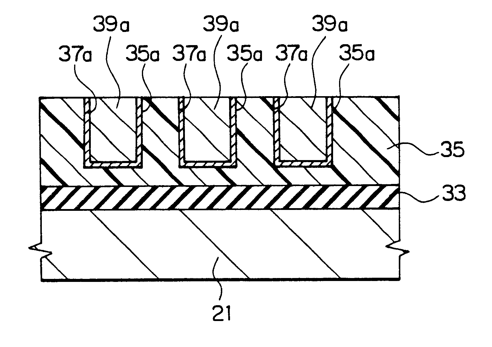 Copper wiring structure comprising a copper material buried in a hollow of an insulating film and a carbon layer between the hollow and the copper material in semiconductor device and method of fabricating the same